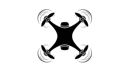 Black drone with four propellers flying. © LAILATUS