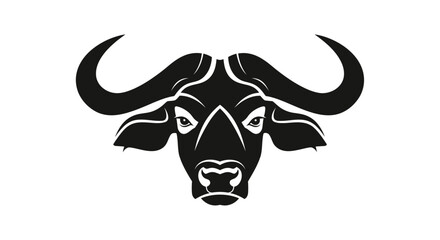 Fototapeta na wymiar Black bull head with horns illustration.