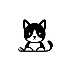 Fototapeta premium Cute Black and White Kitten Sitting vector illustration