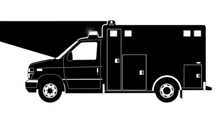 Black silhouette of an ambulance vehicle. © ahmad