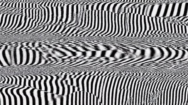 Black and white striped pattern background.