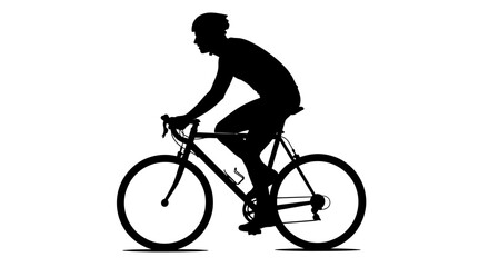 Obraz premium Man riding a bicycle fast outside.