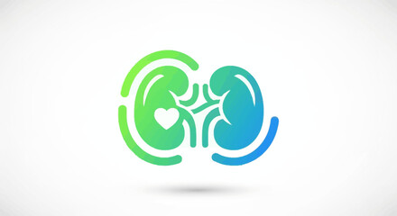 Fototapeta premium Kidney Logo Design Green Blue Health.