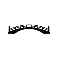 Fototapeta premium Simple black silhouette of a classic arched bridge with ornate posts
