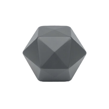 A 3D rendered gray dodecahedron geometric shape with a smooth surface and subtle shading on transparent background
