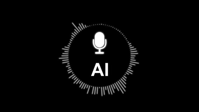 Digital interface audio Voice assistant for AI chat technology waveform AI Chat innovation sound wave. Voice assistant for AI chat animation isolated on black background. voice message Animation.