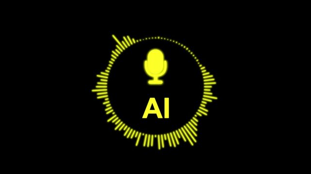 Digital interface audio Voice assistant for AI chat technology waveform AI Chat innovation sound wave. Voice assistant for AI chat animation isolated on black background. voice message Animation.