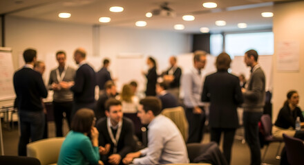 Fototapeta premium Group of people engaging in a discussion or presentation in a professional setting