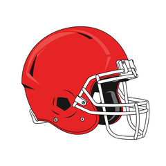 Fototapeta premium A vibrant red american football helmet with a metallic face mask
