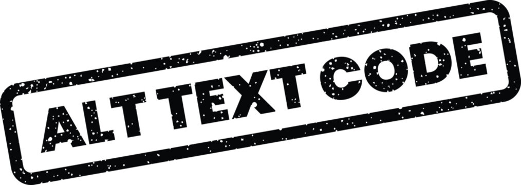 Grungy rectangular stamp with ALT TEXT CODE message, presented as a textured vector graphic for programming