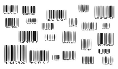 Random barcode label collection with vertical stripe patterns isolated retail scanner vector