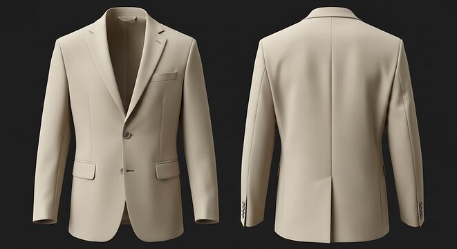 Mockup of a beige linen texture color two button formal blazer for man