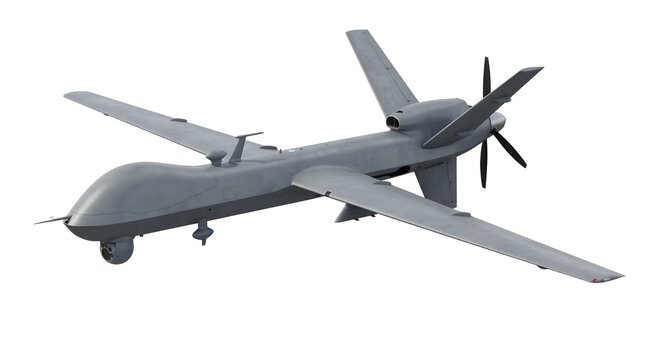  Military Surveillance Drone UAV Unmanned Aerial Vehicle Isolated on White Background
