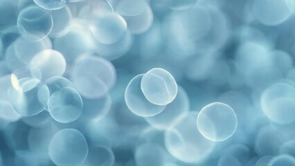 Abstract Light Blue Microscopic Cell Structures or Bokeh Bubbles