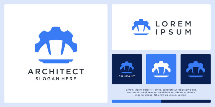 Auto architect logo design with gear and helmet