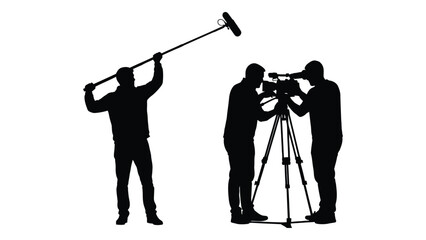 Three people working on a film set with equipment © MD Riad Hossain 