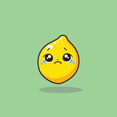 Cute Emoticon Lemon Mascot Character Kawaii Style Design