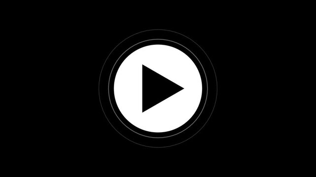 play icon, video play icon for website and mobile phone on black background. glowing play button animation. Press to play.