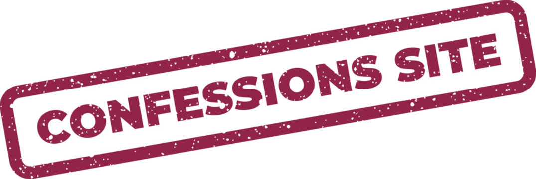 Grungy rubber stamp with CONFESSIONS SITE text, ideal for website buttons or online platform indicators