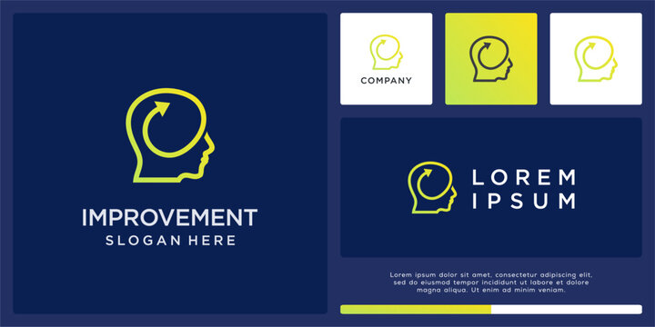 Head improvement logo design template with arrow