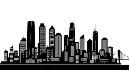 Obraz premium City Skyline Urban Buildings Towers.