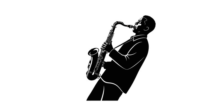 Man playing a saxophone solo instrument.