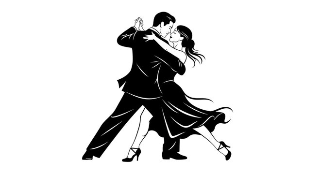 Man and woman tango dance together.