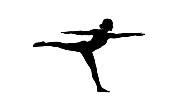 Woman doing yoga balance pose.