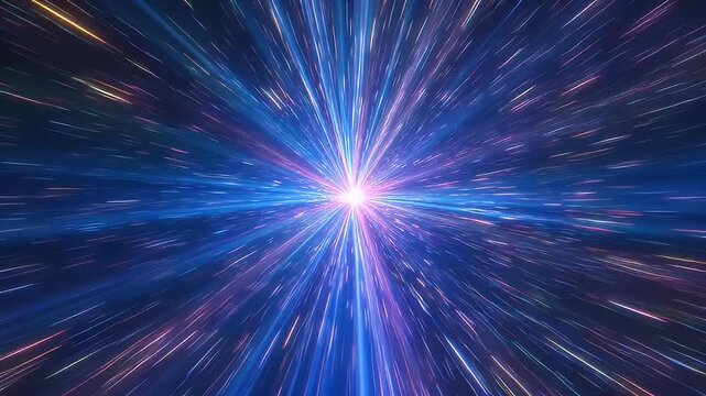 Abstract hyper speed light streaks background with bright center star burst effect