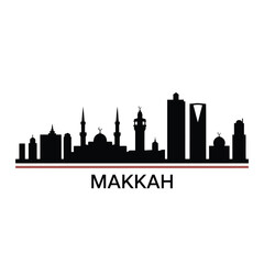 Obraz premium Silhouette of the makkah skyline with the city name below