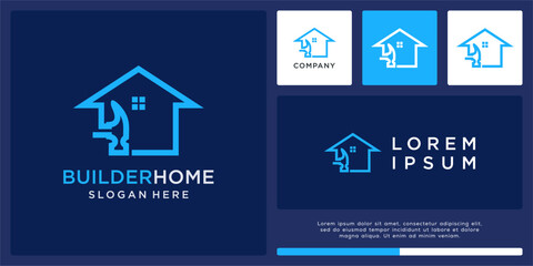 Builder home logo design with hammer