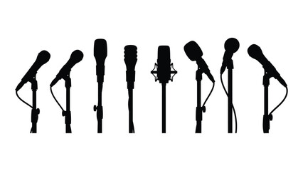 A collection of seven different microphone types on stands © MD Riad Hossain 