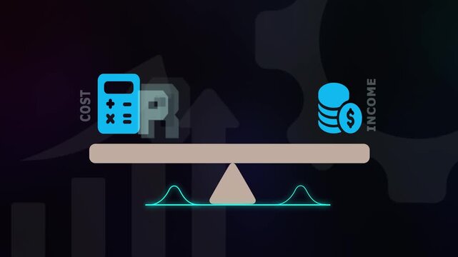 Advanced profit optimization concept balancing high revenue and low cost for maximum business efficiency and ROI