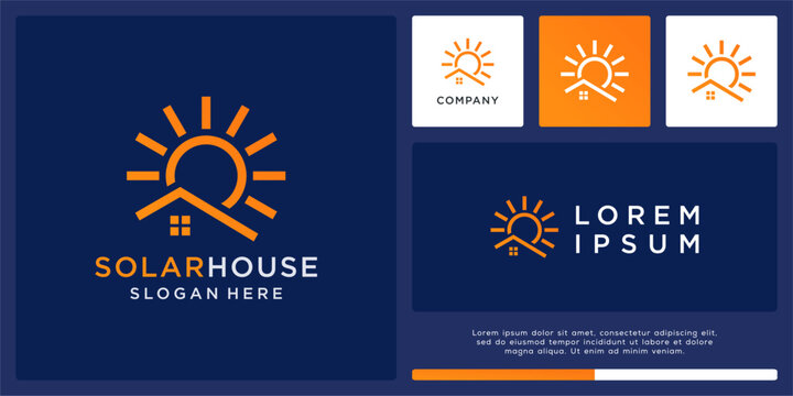 Unique solar house logo design template