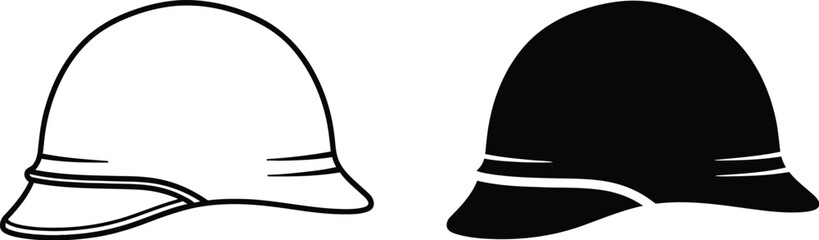 Line art and solid color bucket hats Vector © Sapla