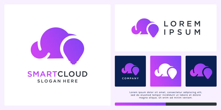 Smart cloud logo design template basic with lamp