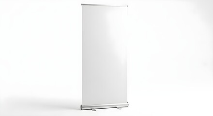 Blank white roll up banner stand, empty display board, exhibition booth, promotional material