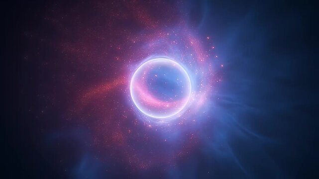 Enigmatic cosmic entity with a glowing core amidst a nebula of stardust