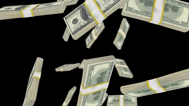 Flying Dollar Money Bundles
