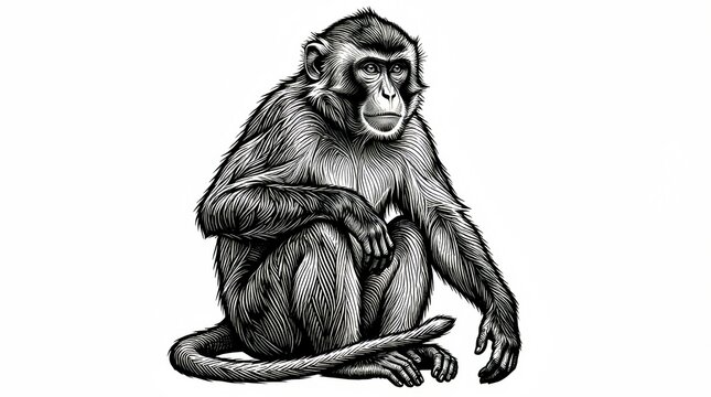 Ilustrasi Monyet Duduk