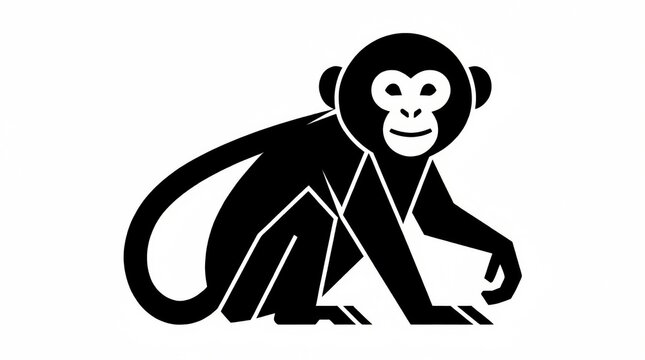 Ikon Monyet Minimalis Hitam Putih