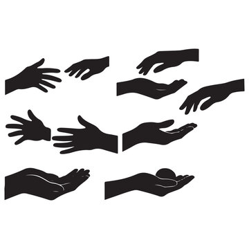 hand silhouettes vector, hands in various positions 