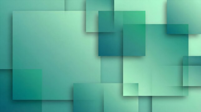 Geometric shapes form layered squares with blue gradient effect
