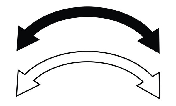 Dual sided arrow. Curved arc shape. Semicircular thin double ended arrow. Dual sided arrow Vector. isolated on white background. Vector illustration eps 10.