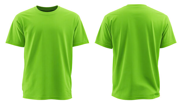 Lime green t-shirt, front and back views