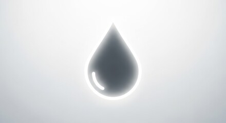 Fototapeta premium Single water droplet on a white background with soft lighting.