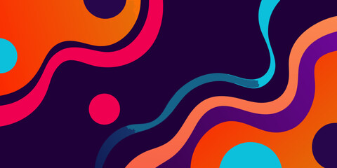 Obraz premium Abstract flowing shapes in vibrant colors against a dark background