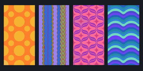 Obraz premium Four vibrant vertically oriented abstract patterned backgrounds displayed side by side