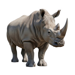 Obraz premium A photorealistic, detailed portrait of a rhinoceros isolated on a black background