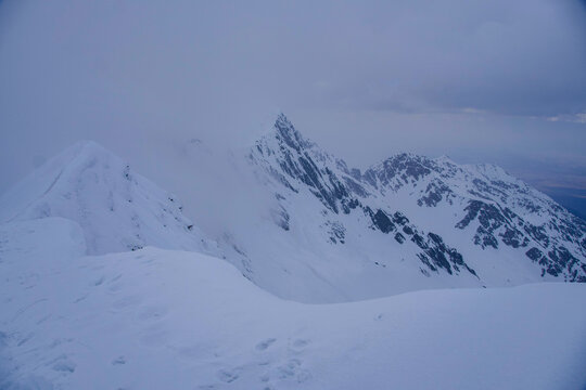 snow covered mountains, Negoiu Peak, Fagaras Mountains, Romania 